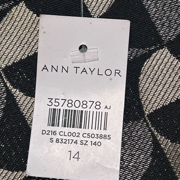 Ann Taylor Classic Geo Jacquard Flare Dress Black/Gold  Size 14 - Picture 14 of 15